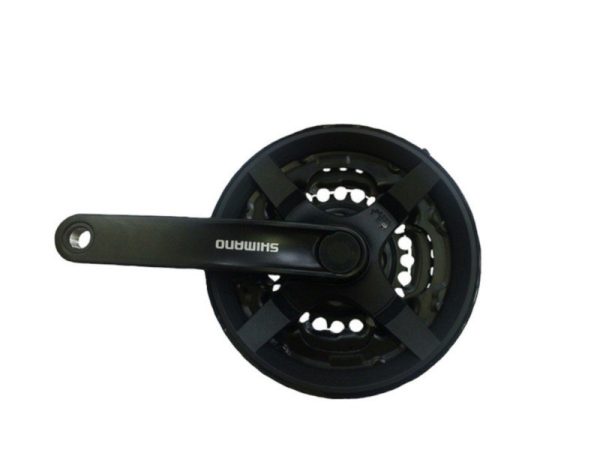 POGON SHIMANO TOURNEY FC-TY301, 42X34X24Z, POLUGA 170MM, ZA STRAŽNJI 6/7/8 BRZINA, ŠTITNIK, CHAINCASE KOMPATIBILNO, CRN, BULK