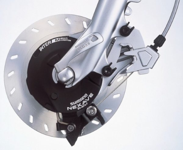 KOČNICA ROLLER SHIMANO NEXAVE BR-IM75, PREDNJA, SA HLADNJAKOM 150MM, BRAKING POWER HYPER, ZA HB-IM70, MATICA ZAKLOPKE 4MM (M10), SA ADAPTEROM ZA DISC BRAKE MOUNT, BULK