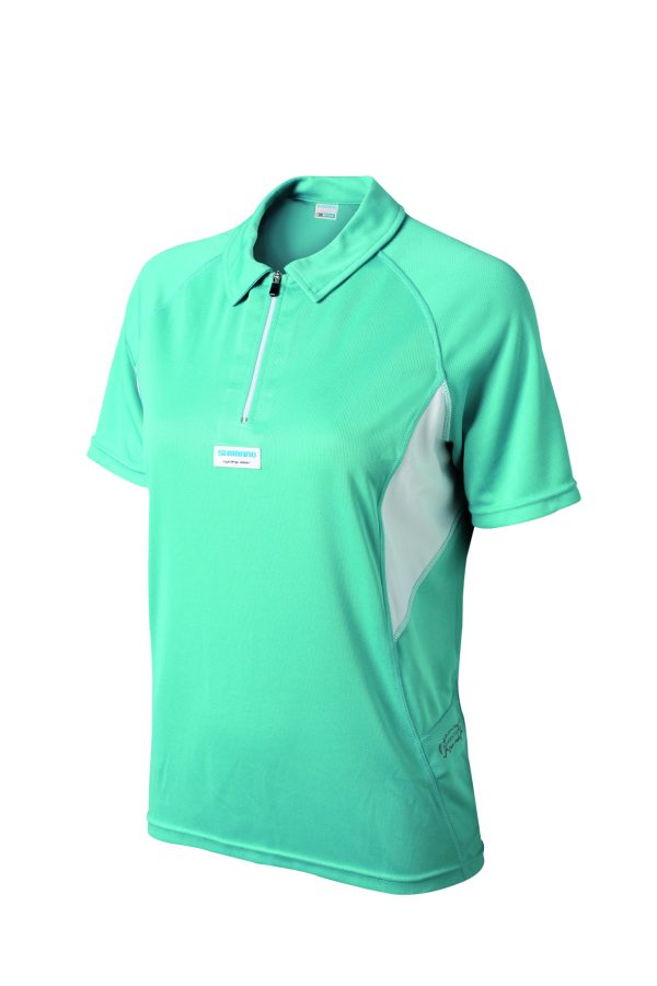 MAJICA KRATKI RUKAV SHIMANO ADVENTURE LADIES SHORT SLEEVE ZIPPER LIGHT CLEAR GREEN/WHITE