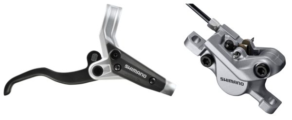 KOČNICA DISK HIDRAULIČNA SASTAVLJENA SHIMANO BL-M445S(R) BR-M447S(R), BEZ ADAPTERA, RESIN PLOČICE, BUŽIR SM-BH59 1700MM CRN, BEZ OLIVE I INSERTA, SREBRNA, IND.PACK