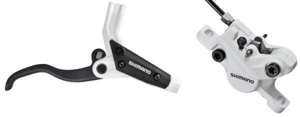KOČNICA DISK HIDRAULIČNA SASTAVLJENA SHIMANO BL-M445W (L) BR-M447W (F), BEZ ADAPTERA, RESIN PLOČICE, BEZ ROTORA, BUŽIR SM-BH59 1000MM CRN, BEZ OLIVE I INSERTA, BIJEL, IND.PACK
