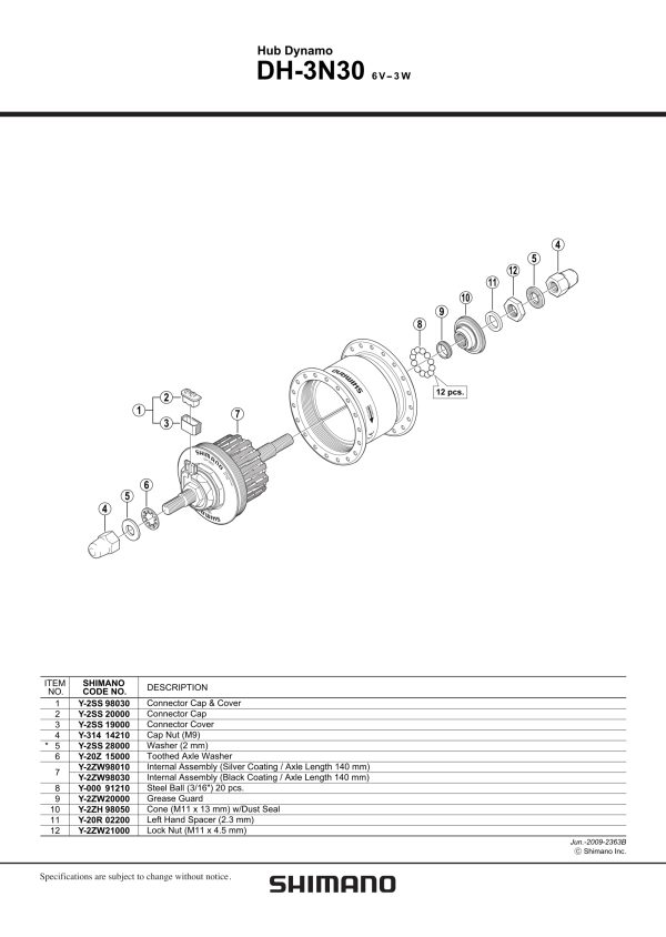 UNUTARNJI MEHANIZAM SHIMANO DH-3N30 DULJINA OSOVINE 140MM, SREBRN COATING - Slika 2