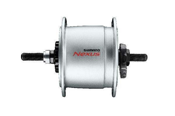 GLAVČINA SA DINAMOM SHIMANO NEXUS DH-C6000-3R-NT, 6V 3.0W, 36R, OLD 100, AXLE 140MM, ZA ROLLER KOČNICU (MODULATOR LEVEL HIGH), E2 TERMINAL,BEZ NUT/PODLOŠKA, UKLJ. SM-DH10, SREBRNA, IND.PACK