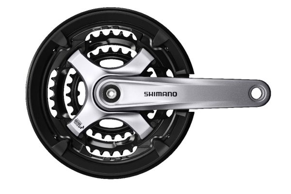 POGON SHIMANO TOURNEY FC-TY701, 48X38X28 (CRN/CRN/CRN), POLUGA 170MM, ZA STRAŽNJI 6/7/8 BRZINA, ŠTITNIK, VIJAK POLUGE, SREBRN, IND.PACK