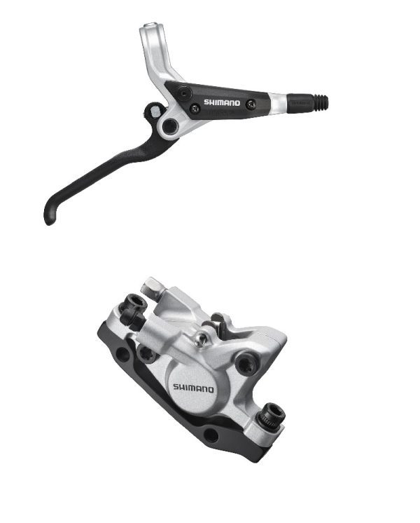 KOČNICA DISK SASTAVLJENA SHIMANO BL-T445S(R), BR-M446S(R) BEZ ADAPTERA, RESIN PLOČICE, 1700MM(SM-BH59 CRN), DODAJ OLIVU/INSERT SREBRNA, IND.PACK