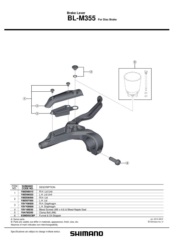 POKLOPAC SPREMNIKA RUČICE SHIMANO BL-M355 LIJEVI
