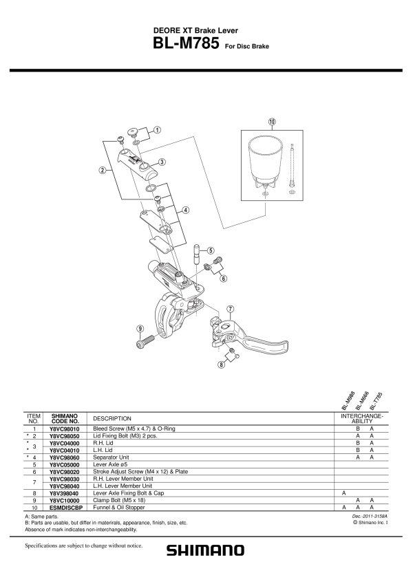 VIJAK STROKE ADJUST SHIMANO BL-M785 M4X12 I PLOČICA - Slika 2