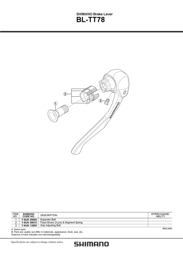 VIJAK ZA ŠIRENJE RUČICE SHIMANO BL-TT78
