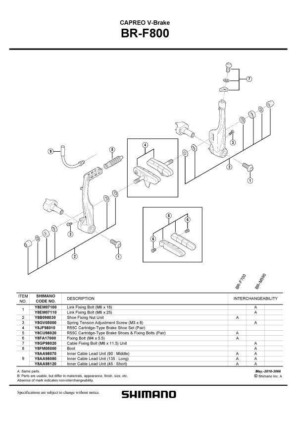KOČIONA OBLOGA SHIMANO BR-F800 R55C CARTRIDGE TIP, 1 PAR