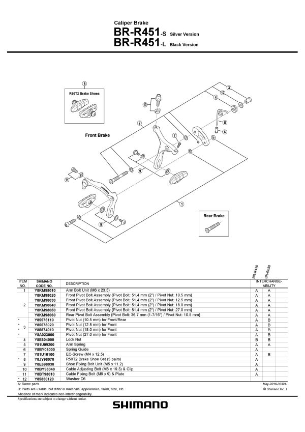 VIJAK SHIMANO ZA BR-R451 ZA REGULACIJU KOČNICE M4X12.6