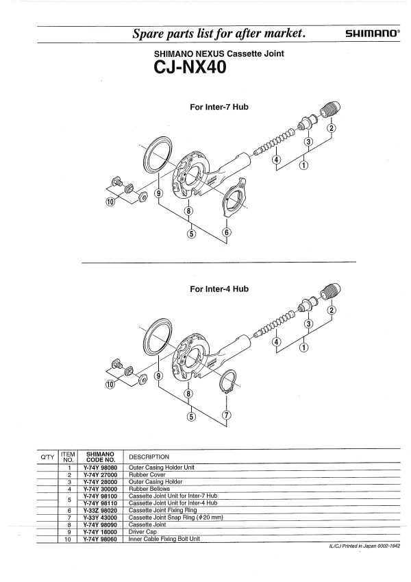 DIJELOVI SHIMANO NEXUS, OUTER CASING HOLDER SHIMANO CJ-NX40 - Slika 2