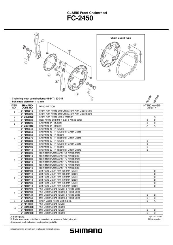 ŠTITNIK LANCA SHIMANO FC-2450 46T CRN I VIJCI - Slika 2