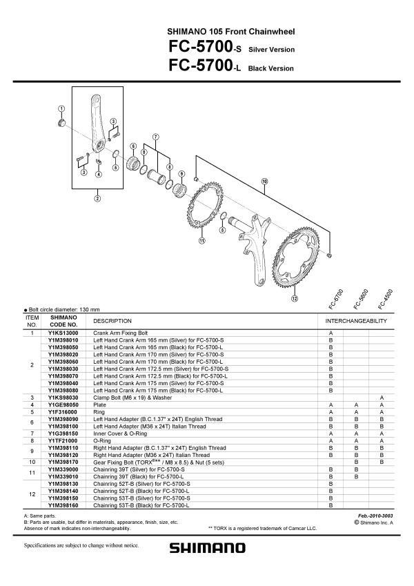 POLUGA POGONA SHIMANO FC-5700L LIJEVA 175MM CRNA - Slika 2