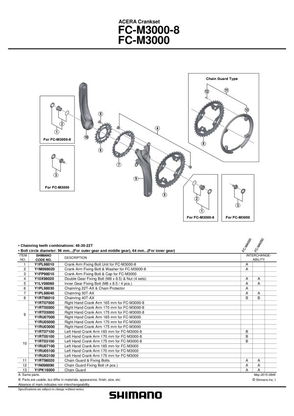 POLUGA POGONA LIJEVA SHIMANO FC-M3000 175MM