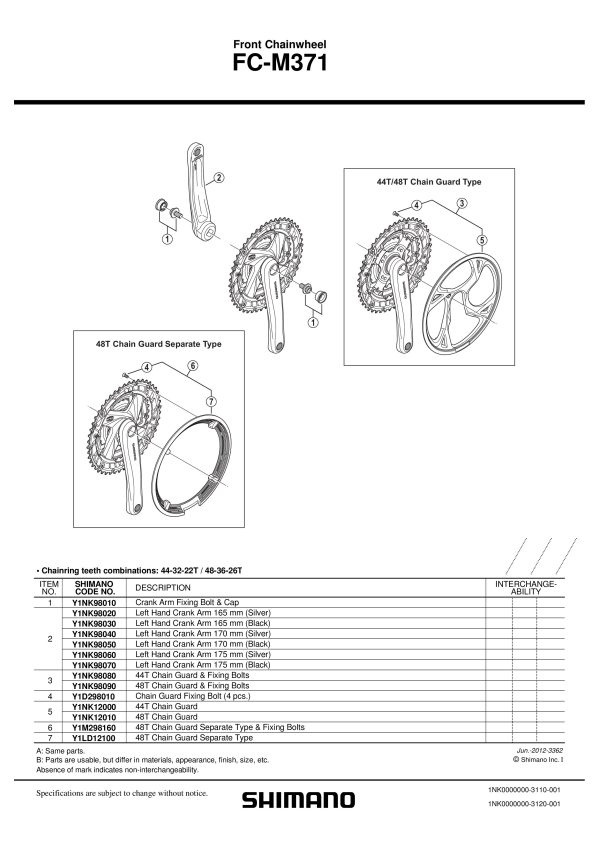 POLUGA POGONA SHIMANO FC-M371 LIJEVA 175MM CRNA - Slika 2