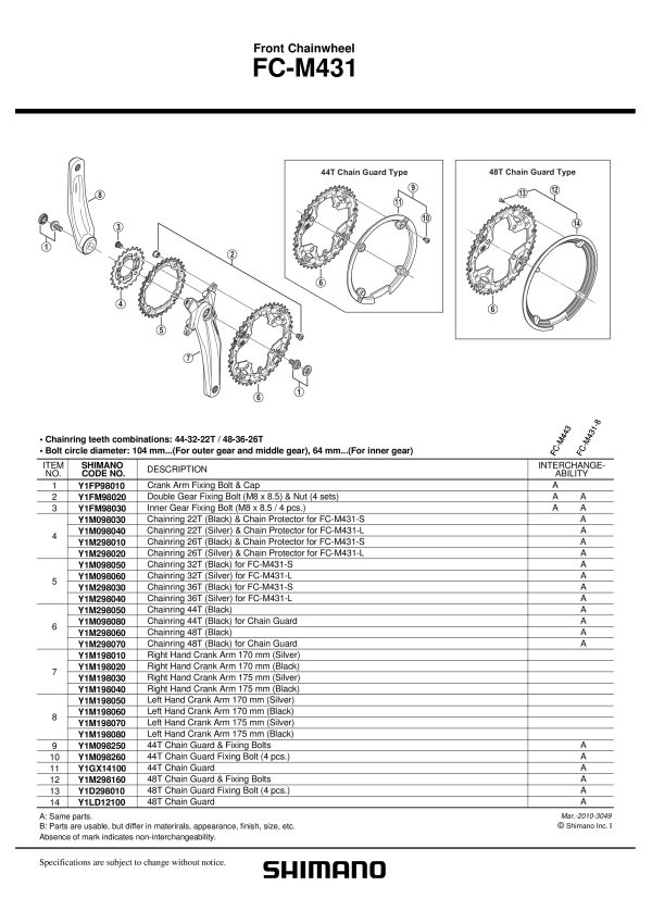 POLUGA POGONA LIJEVA SHIMANO ALIVIO FC-M431, 170MM, CRNA