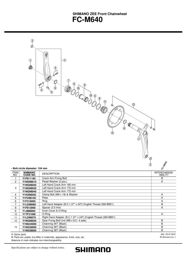 VIJAK LANČANIKA POGONA SHIMANO FC-M640 M8X8.5, 4 SETA - Slika 2