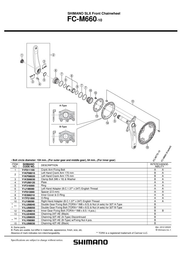 VIJAK LANČANIKA POGONA SHIMANO FC-M660 INNER GEAR VIJAK M8 X 8.5, 4 KOM