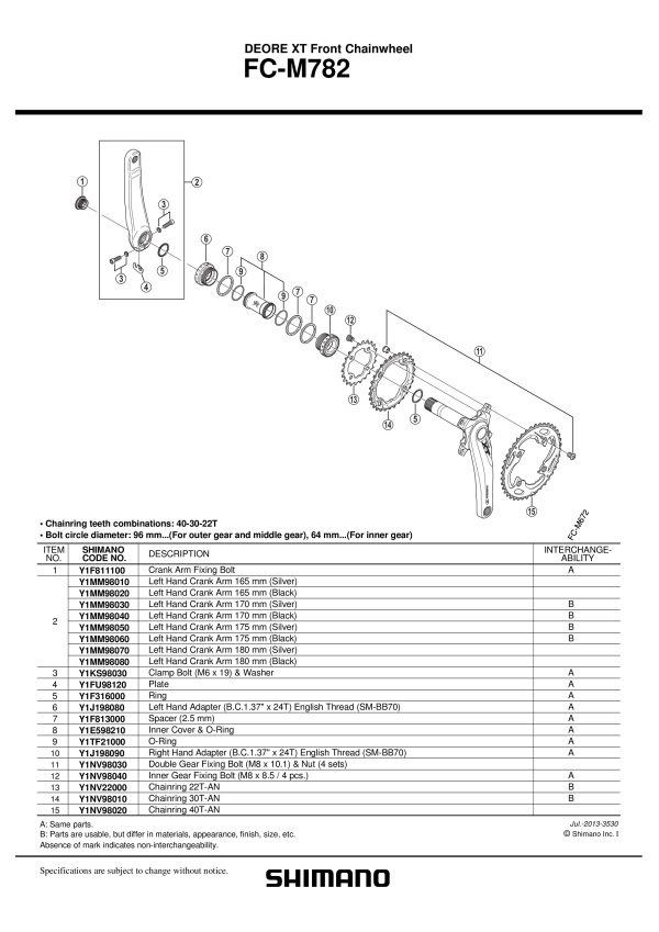VIJAK LANČANIKA POGONA SHIMANO FC-M782 (M8X10.1) SA MATICOM (4 SETA)