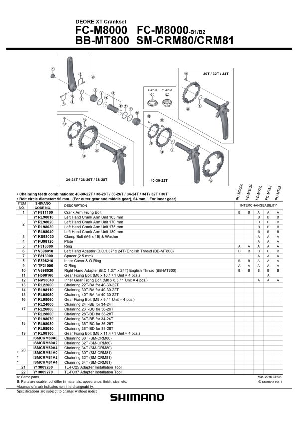LANČANIK POGONA SHIMANO FC-M8000 38Z-BD ZA 38-28Z