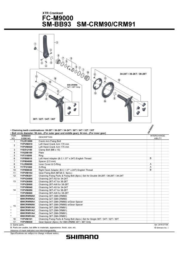 VIJAK LANČANIKA POGONA SHIMANO FC-M9000 PARTS I VIJCI 8 KOM, SET ZA DOUBLE POGON 38-28Z / 36-26Z / 34-24Z - Slika 2