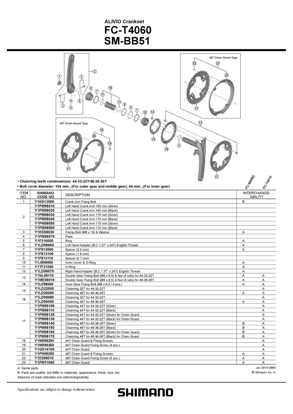 LANČANIK POGONA SHIMANO FC-T4060 44Z ZA 44-32-22Z CRN ZA ŠTITNIK LANCA