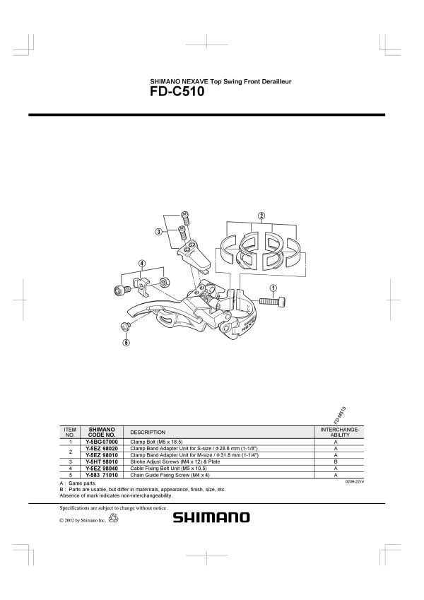 ADAPTER ZA OBUJMICU PREDNJEG MJENJAČA SHIMANO FD-M510 M-SIZE 31.8MM 1-1/4" - Slika 2