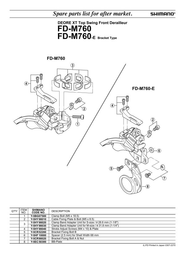 VIJAK OBUJMICE MJENJAČA SHIMANO FD-M760, M5X18.5 - Slika 2