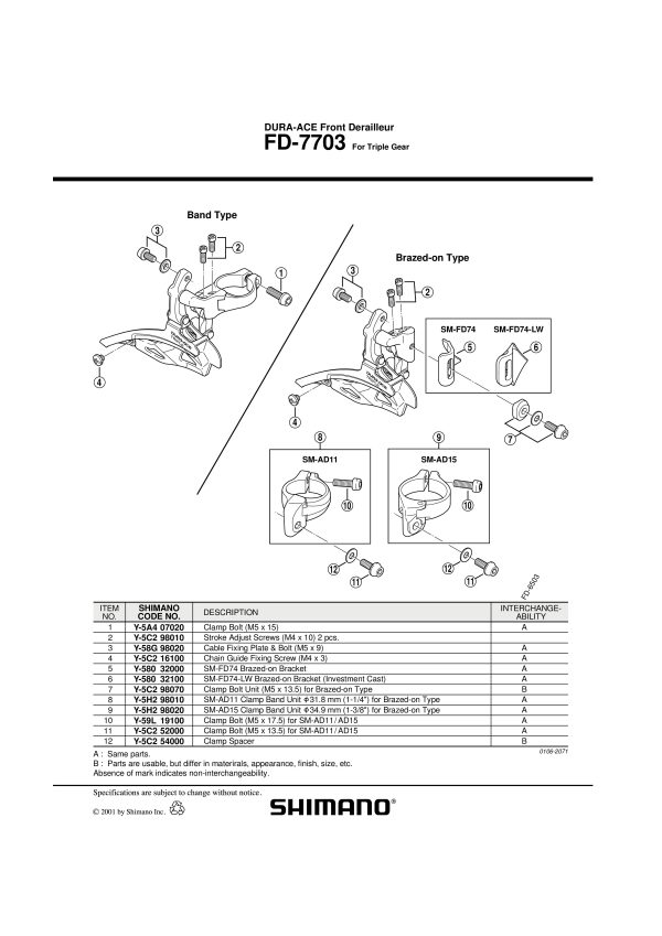 OBUJMICA BRAZED-ON SHIMANO SM-FD74-LW ZA FD-7400