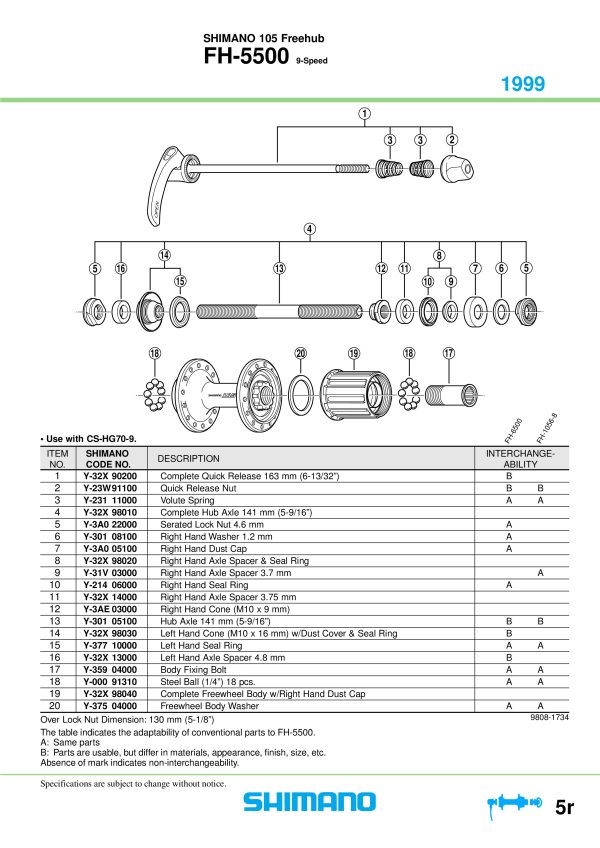 ČEGRTALJKA SHIMANO FH-5500 KOMPLETNA SA DESNIM PROTIPRAŠNIM POKLOPCEM