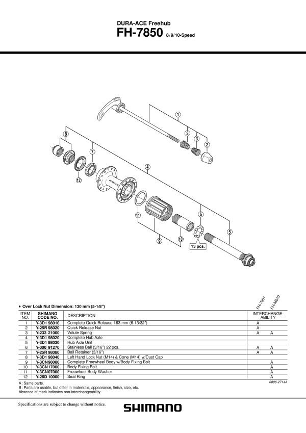 KONUS SHIMANO ZA FH-7850, LIJEVI, (M14)