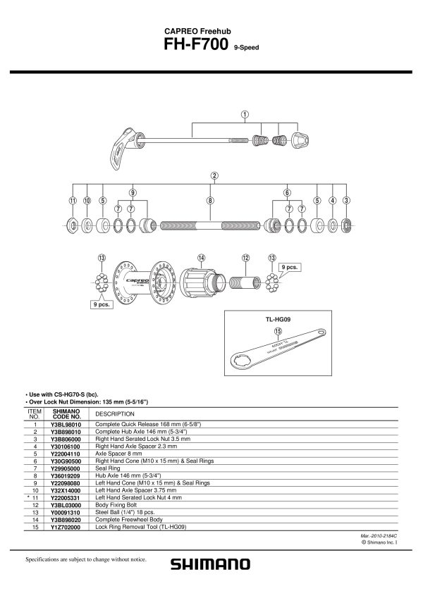 ČEGRTALJKA SHIMANO FH-F700 KOMPLETNA