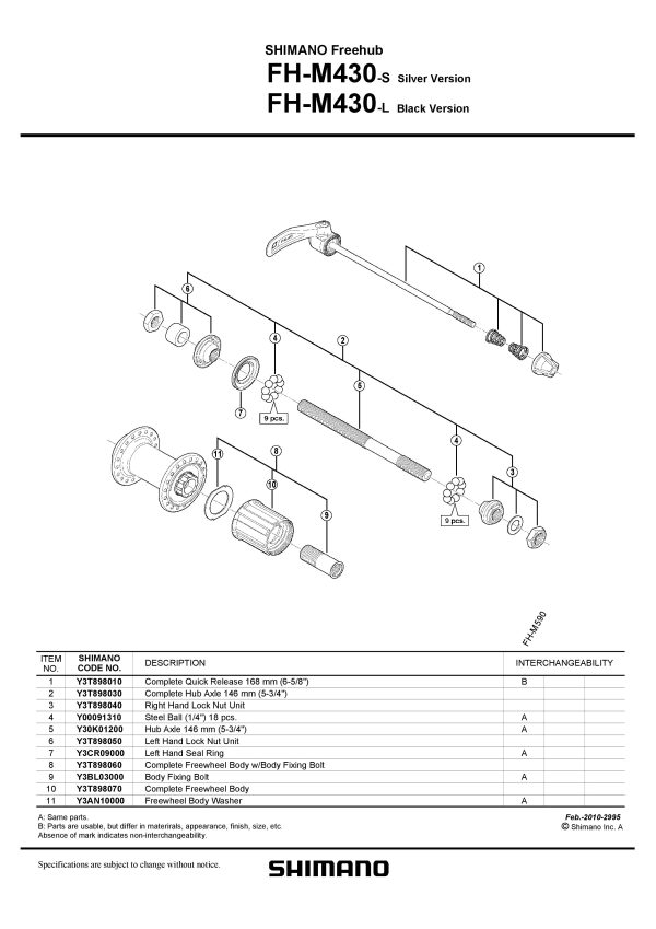 ČEGRTALJKA SHIMANO FH-M430 KOMPLETNA
