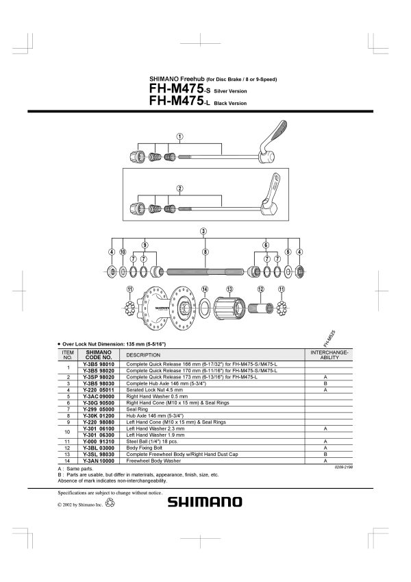 ZATVARAČ QR OSOVINA SHIMANO FH-M475 170MM (6-11/16") - Slika 2