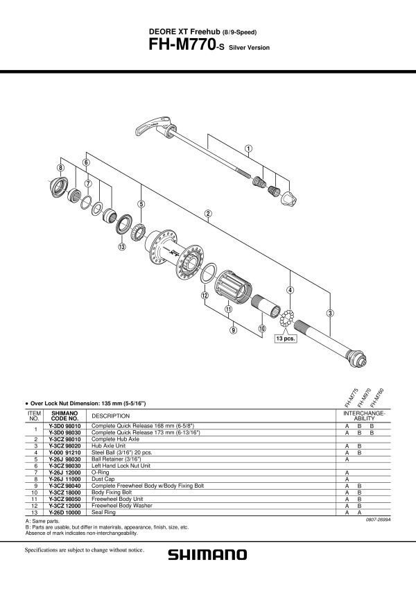 ČEGRTALJKA SHIMANO ZA FH-M770-S UKLJ. BODY VIJAK