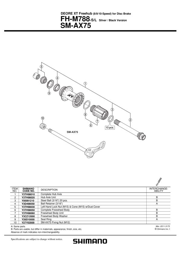 ČEGRTALJKA SHIMANO ZA FH-M788