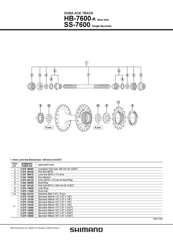 LANČANIK SHIMANO SS-7600 15Z 1/2"X1/8"