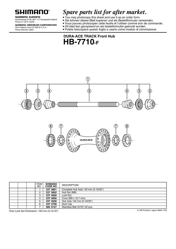 KONUS SHIMANO HB-7710-F M9X16.7MM