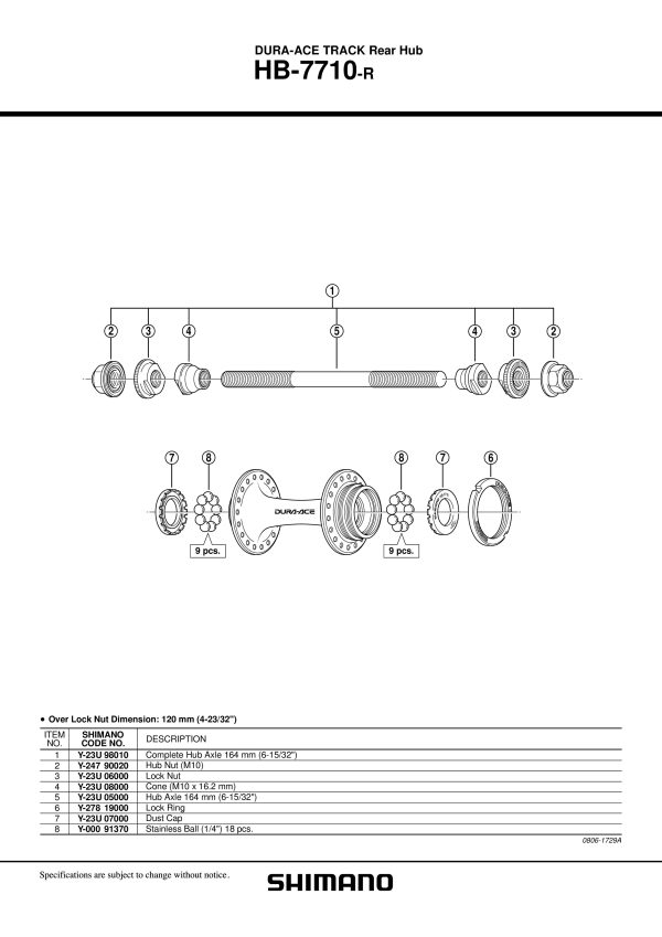 MATICA GLAVČINE SHIMANO DURA-ACE HB ZA TRACK (M10) - Slika 2