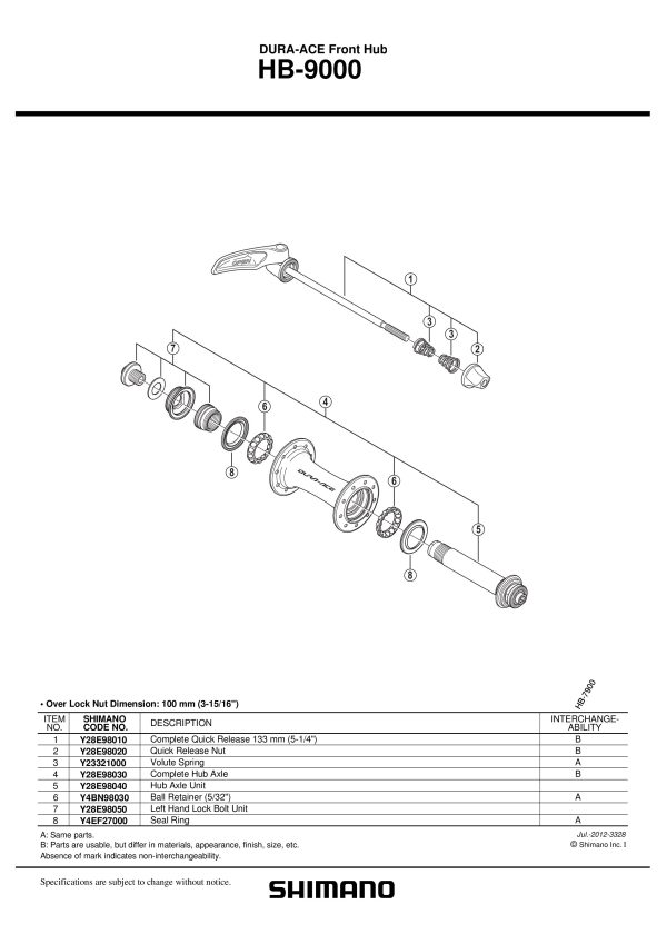 OSOVINA GLAVČINE SHIMANO HB-9000