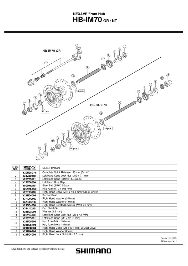 PODLOŠKA SHIMANO HB-IM70 0.5MM