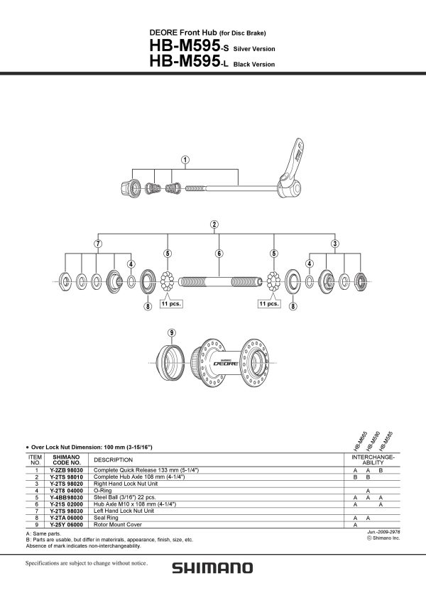 OSOVINA SHIMANO HB-M595 108MM 4-1/4"