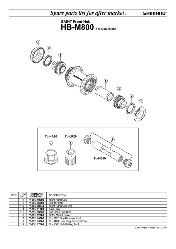 ALAT SHIMANO TL-HB80 HB-M800 HUB SETTING TOOL #25U 17000, ZA NABU I ŽBICE - Slika 2