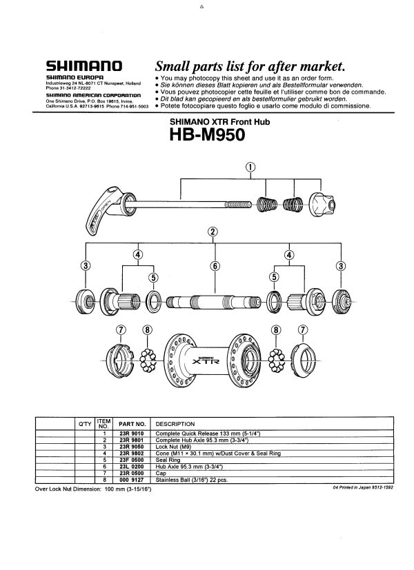 KAICA GLAVČINE SHIMANO HB-M950