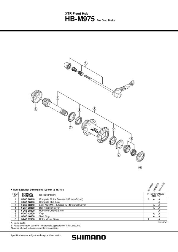 OSOVINA SHIMANO ZA HB-M975, 99.6MM - Slika 2