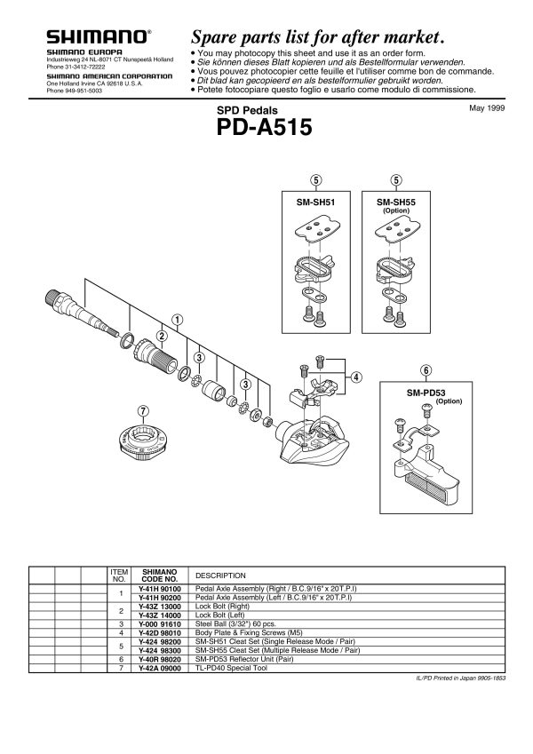 PLOČICA PEDALE SHIMANO PD-A515 I VIJCI M5 - Slika 2