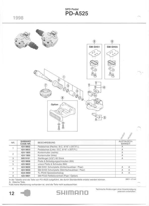 PLOČICA PEDALE SHIMANO PD-A525 I VIJAK M4 - Slika 2