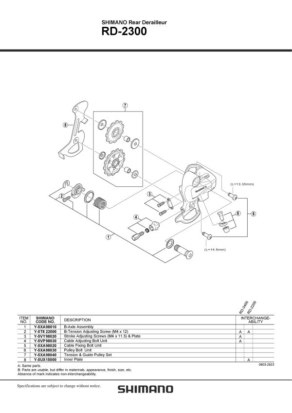 KOTAČIĆ ZADNJEG MJENJAČA SHIMANO RD-2300, GUIDE I TENSION PULLEY - Slika 2