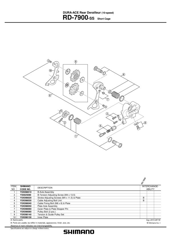 KOTAČIĆ ZADNJEG MJENJAČA SHIMANO RD-7900, GUIDE I TENSION PULLEY