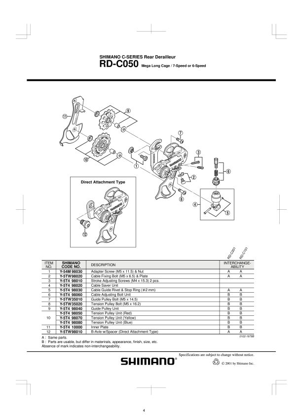 KOTAČIĆ ZADNJEG MJENJAČA SHIMANO RD-C050, GUIDE PULLEY